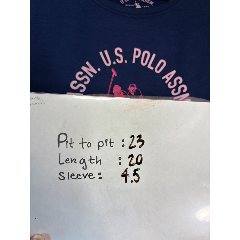 U.S. Polo Assn. T-Shirt Womens XL Navy Blue Graphic Logo Crop Top RN 93010 - Picture 6 of 7